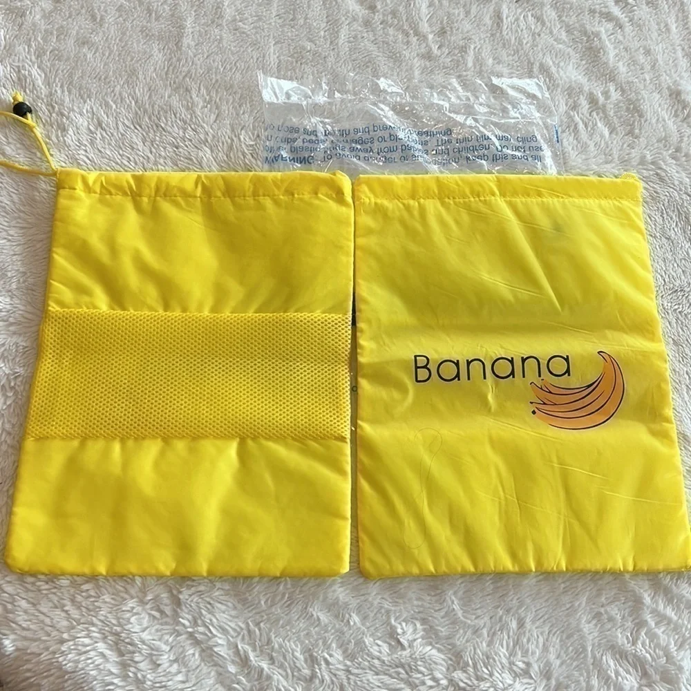 Lot of 2 Banana Bags yellow keep banana's fresh drawstring